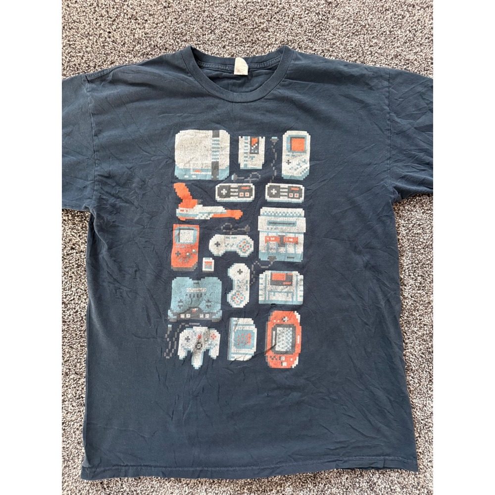 TeeFury Mens Retro Gaming Evolution T-Shirt Navy Blue Pixel Art Vintage XL